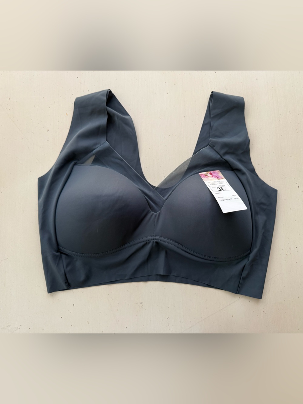 Seamless Comfort Molded-Cup Bra in Charcoal Gray